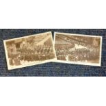 2 mint postcards. Black and white. Photograph probably printed 1910 of The funeral procession of the