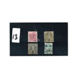 Portuguese used stamp collection. 4 stamps. SG232 20R red with perf "BBC", SG358 130R brown on