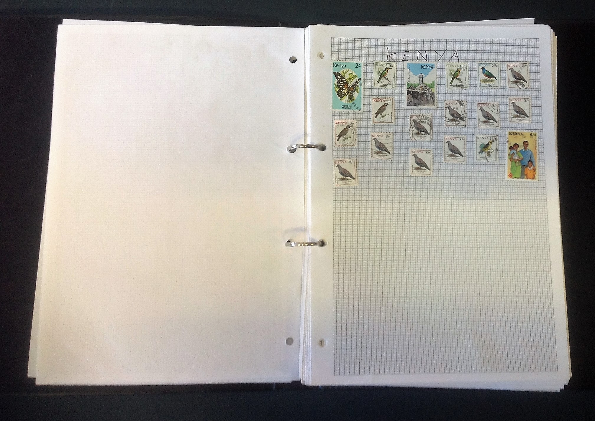 World stamp collection in ring binder. 50+ pages. Includes Singapore, Russia, Kenya, India, USA, - Image 3 of 8