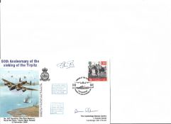 Colin Cole and D Oldham signed 50th anniv of the sinking of Tirpitz cover. Good condition. We