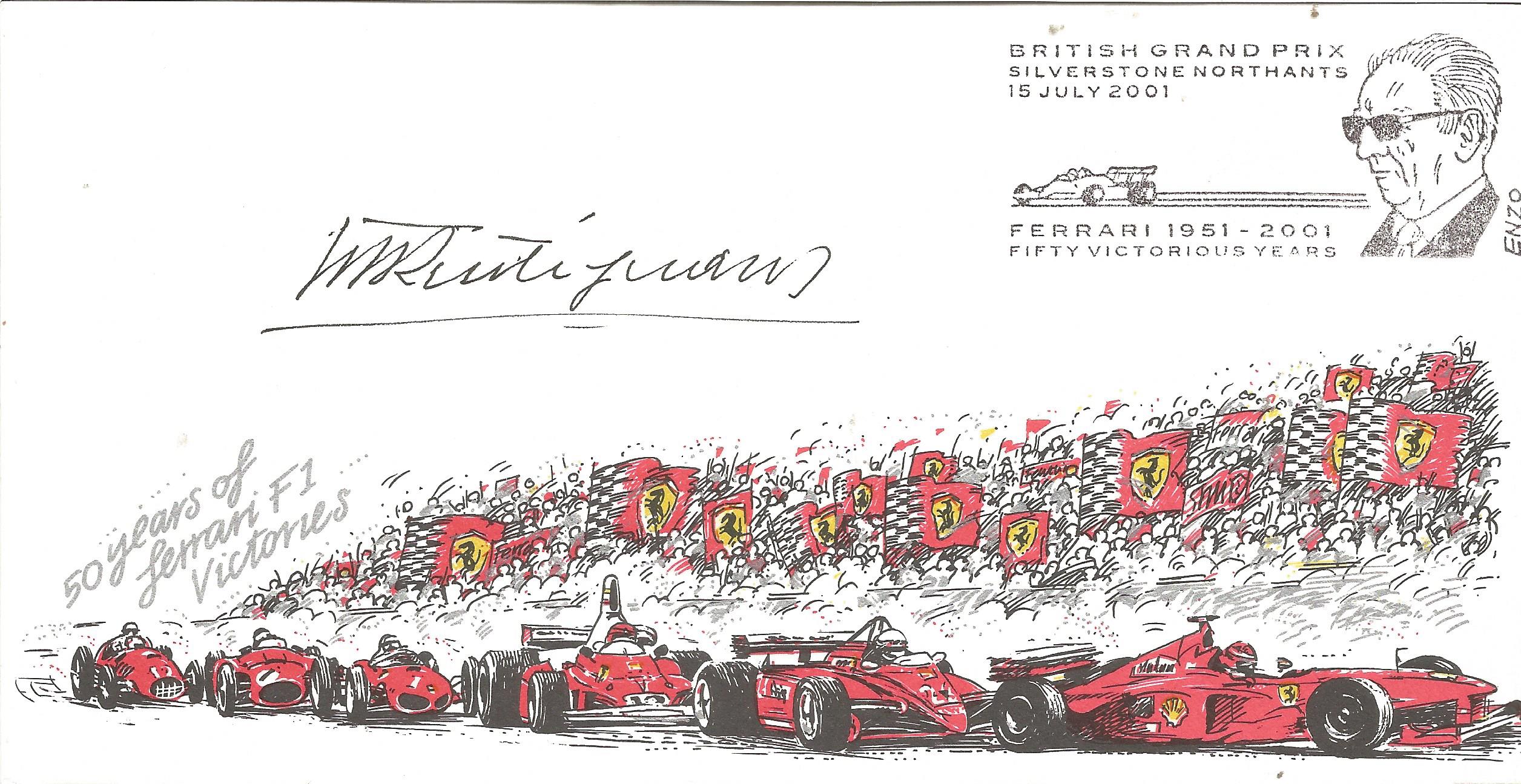 Motor Racing Maurice Trintignant signed FDC commemorating 50 years of Ferrari F1 victories limited