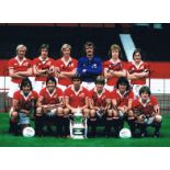 Man United 1977, Football Autographed 16 X 12 Photo, A Superb Image Depicting The 1977 Fa Cup