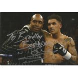 Boxing Conor Benn signed 12x8 colour photo pictured with his father the Dark Destroyer Nigel Benn.