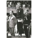 Olympics Klaus Dubiasi signed 6x4 black and white photo of the triple Olympic Champion in diving