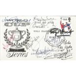 Football World Cup Winners 1966 signed FDC rare item signed by England Heroes Bobby Moore, Geoff