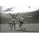 Football Geoff Hurst signed 12x8 black and white photo pictured celebrating after scoring in the