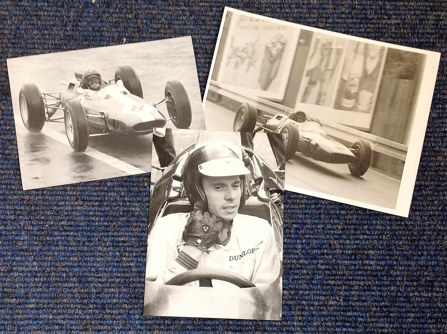 Motor Racing Jim Clark collection 3 UNSIGNED superb black and white photos picturing the legendary