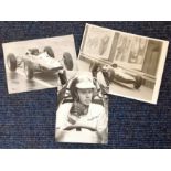 Motor Racing Jim Clark collection 3 UNSIGNED superb black and white photos picturing the legendary
