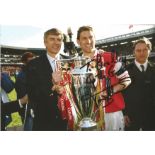 Football Tony Adams signed 12x8 colour photo pictured with Arsene Wenger holding the Premier