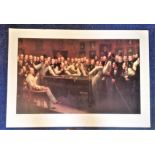 Snooker print 37x28 approx titled The Billiard Room by the artist Henry O'Neill depicting an early