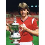 Jesper Olsen 1985, Football Autographed 16 X 12 Photo, A Superb Image Depicting Man United's