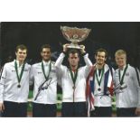 Tennis Great Britain Davis Cup Winners Photo signed by team members James Ward and Kyle Edmund. Good