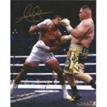 Boxing Anthony Joshua signed 10x8 colour photo pictured in world title action against Andy Ruiz Jnr.