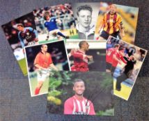 Football collection 8 signed colour photos some household names includes Jaap Stam, Stan