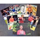 Football collection 8 signed colour photos some household names includes Jaap Stam, Stan