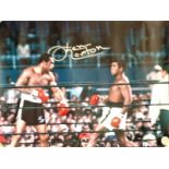 Boxing Ken Norton signed 16x12 colour photo pictured in one of his three fights with Muhammad Ali.