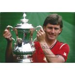 Football Bryan Robson signed 12x8 colour photo pictured with the FA Cup while with Manchester