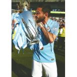 Football Bernardo Silva signed 12x8 colour photo pictured celebrating with the Premier League Trophy