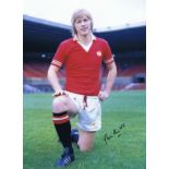 Brian Greenhoff 1976, Football Autographed 16 X 12 Photo, A Superb Image Depicting The Man United