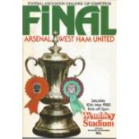 Football Arsenal v West Ham United vintage programme FA Cup Final Wembley Stadium 10th May 1980.