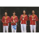 Olympics Sun Yiwen signed 6x4 colour photo of the silver and bronze medallist in the team and epee