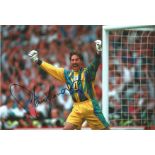 Football David Seaman signed 12x8 colour photo pictured celebrating for England during Euro 96. Good