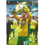 Football Max Aarons signed 12x8 colour photo pictured celebrating for Norwich City with The