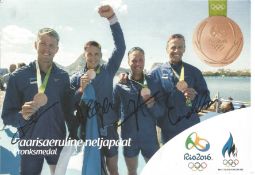 Olympics Andrej Jamsa, Altar Raja, Kaspar T Aimsoo and Tonu Enndrekson multi signed 6x4 colour photo