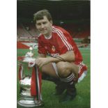 Football Bryan Robson signed 12x8 colour photo pictured with the FA Cup while captain of