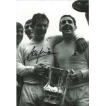 Football Alan Mullery signed 12x8 black and white photo pictured celebrating with Dave Mackay and