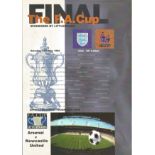 Football Arsenal v Newcastle United vintage programme FA Cup Final Wembley Stadium 16th May 1998.