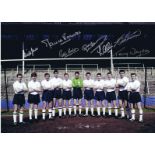 Tottenham 1967, Football Autographed 16 X 12 Photo, A Superb Image Depicting Players Striking A