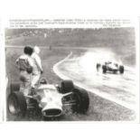 Motor racing Jim Clark and Jack Brabham original 7x9 United press black and white photo 27/8/67