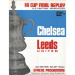 Football Chelsea v Leeds United vintage programme FA Cup Final replay Old Trafford 29th April