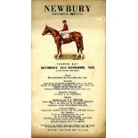 Horse Racing vintage programme 1963 Newbury Hennessy Gold Cup the year Mill House defeated his great