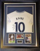 Football Harry Kane 40x30 mounted signed Tottenham Hotspur shirt superb display complete with five