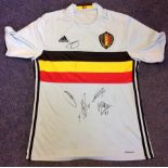 Football Belgium multi signed shirt includes 5 great signatures Eden Hazard, Kevin De Bruyne,