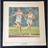 Athletics Masters of the Mile 15x14 print picturing two of the all-time greats Lord Sebastian Coe