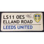 Football Samuel Saiz signed Leeds United Elland Road LS11 0ES Commemorative metal road sign.