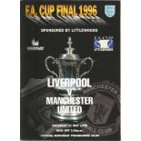 Football Liverpool v Manchester United vintage programme FA Cup Final Wembley Stadium 11th May 1996.