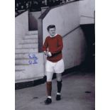 Bobby Noble 1967, Football Autographed 16 X 12 Photo, A Superb Image Depicting The Man United Full-
