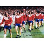 Jim Mccalliog 1976, Football Autographed 16 X 12 Photo, A Superb Image Depicting Captain Peter