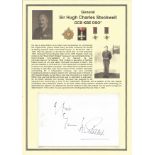 General Sir Hugh Charles Stockwell GCB KBE DSO* signed on reverse of a Handwritten note. Set with