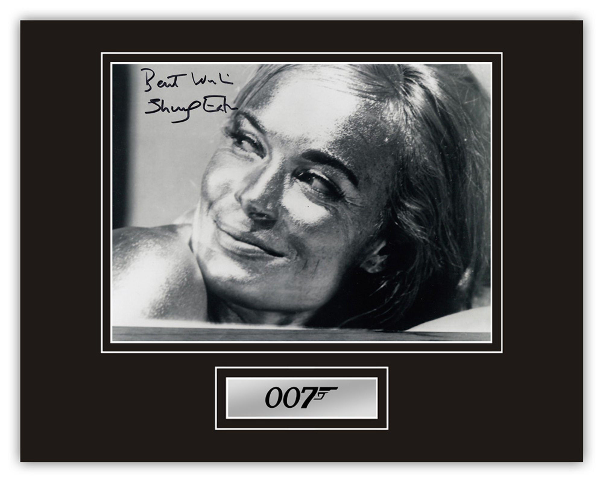 Stunning Display! 007 Goldfinger Shirley Eaton hand signed professionally mounted display. This