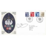 Gavin Hastings signed Scottish rugby XV triple crown FDC. Good Condition. All autographed items