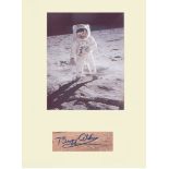 Apollo11 Buzz Aldrin. Signature mounted with iconic 'vizor' shot of Aldrin on the moon.