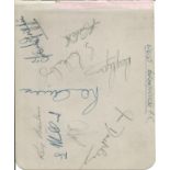 West Bromwich signed album page from the 1950's. 9 signatures. Good Condition. All autographed items