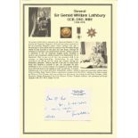 General Sir Gerald William Lathbury, GCB, DSO, MBE signed handwritten piece. Set with corner