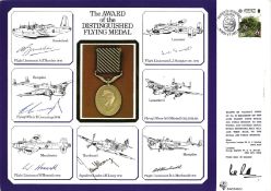 Large Award of the Distinguished Flying Medal cover signed by rare Dambusters Tony Burcher, Bill