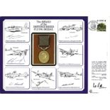 Large Award of the Distinguished Flying Medal cover signed by rare Dambusters Tony Burcher, Bill